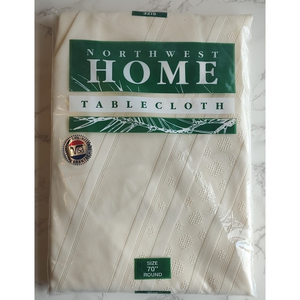 Vintage Northwest Home Cream Color Round Tablecloth New 70" Round W81